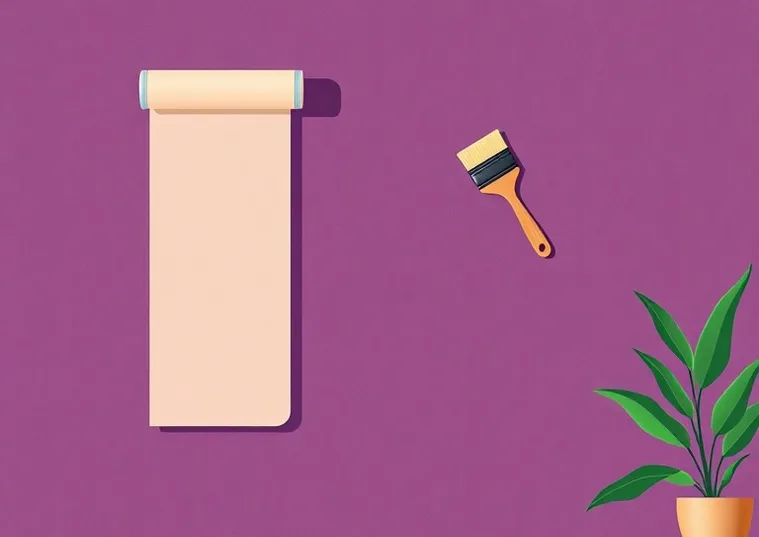 Pose de papier peint, rouleau et brosse à maroufler